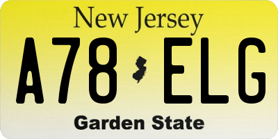 NJ license plate A78ELG