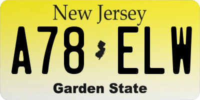NJ license plate A78ELW