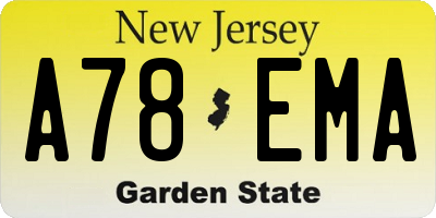 NJ license plate A78EMA