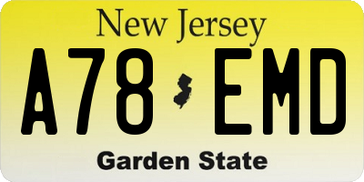 NJ license plate A78EMD