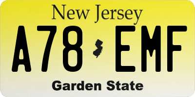 NJ license plate A78EMF