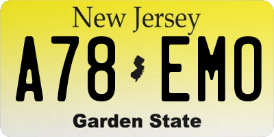 NJ license plate A78EMO