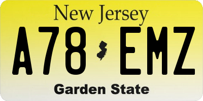 NJ license plate A78EMZ