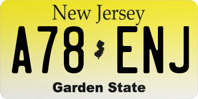 NJ license plate A78ENJ