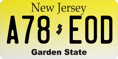 NJ license plate A78EOD