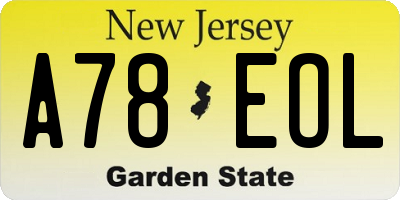 NJ license plate A78EOL