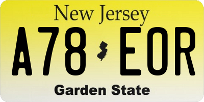 NJ license plate A78EOR