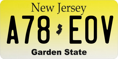 NJ license plate A78EOV