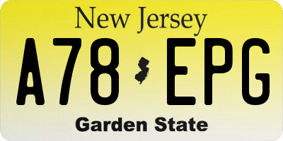 NJ license plate A78EPG