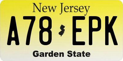 NJ license plate A78EPK