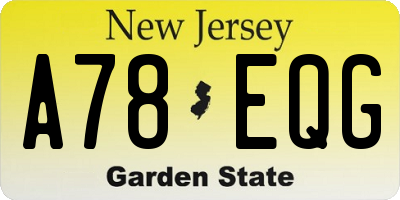 NJ license plate A78EQG