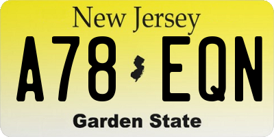 NJ license plate A78EQN
