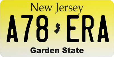 NJ license plate A78ERA