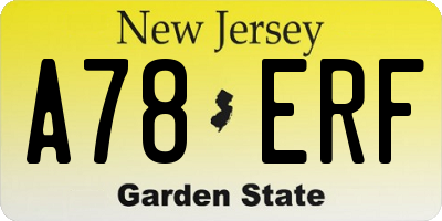 NJ license plate A78ERF