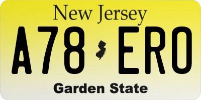 NJ license plate A78ERO