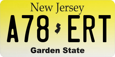 NJ license plate A78ERT