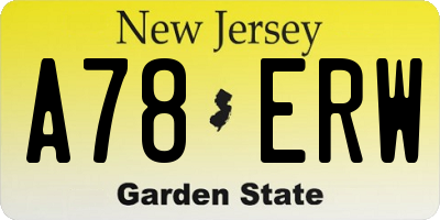 NJ license plate A78ERW