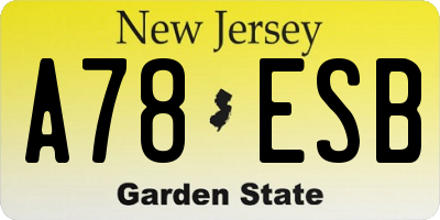 NJ license plate A78ESB