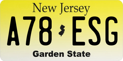 NJ license plate A78ESG
