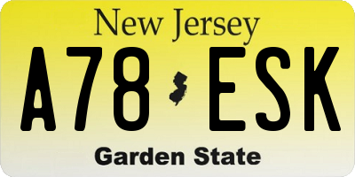NJ license plate A78ESK
