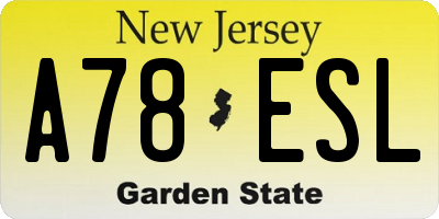 NJ license plate A78ESL