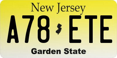 NJ license plate A78ETE