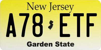 NJ license plate A78ETF
