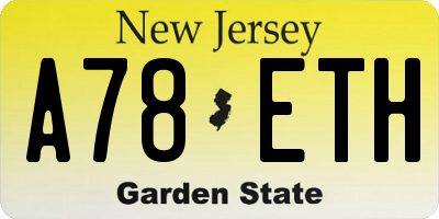 NJ license plate A78ETH