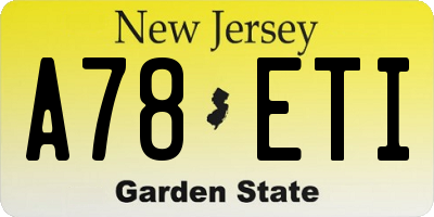 NJ license plate A78ETI