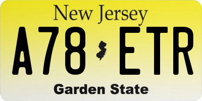 NJ license plate A78ETR