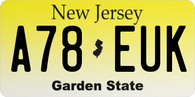 NJ license plate A78EUK