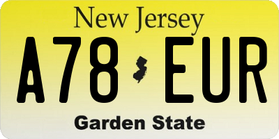 NJ license plate A78EUR