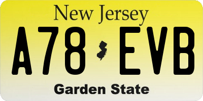 NJ license plate A78EVB