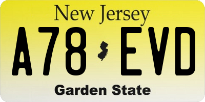 NJ license plate A78EVD