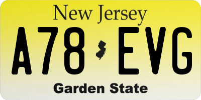 NJ license plate A78EVG