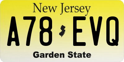 NJ license plate A78EVQ
