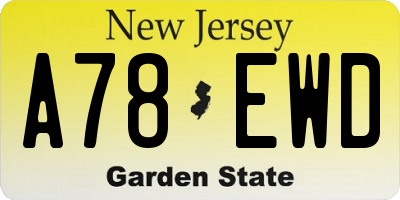 NJ license plate A78EWD
