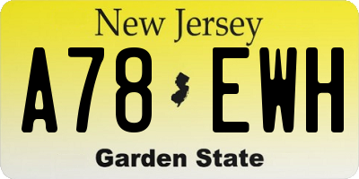 NJ license plate A78EWH