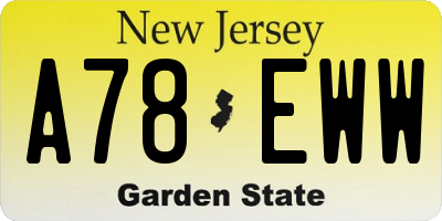 NJ license plate A78EWW