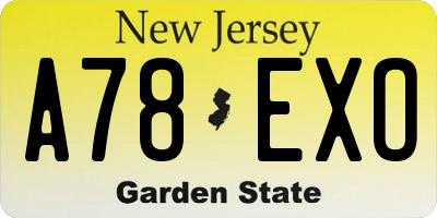 NJ license plate A78EXO