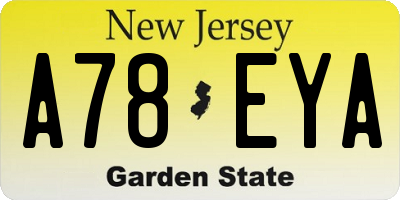 NJ license plate A78EYA