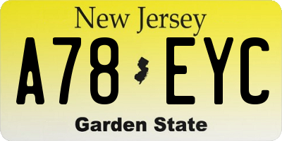 NJ license plate A78EYC