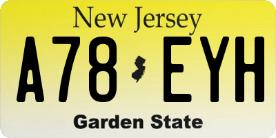 NJ license plate A78EYH