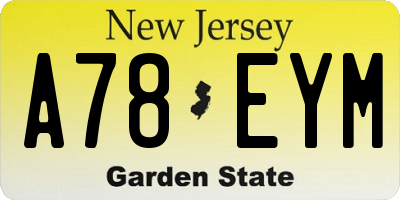 NJ license plate A78EYM