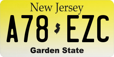 NJ license plate A78EZC