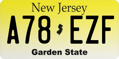 NJ license plate A78EZF