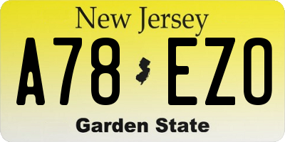 NJ license plate A78EZO