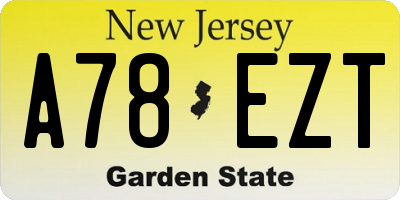 NJ license plate A78EZT