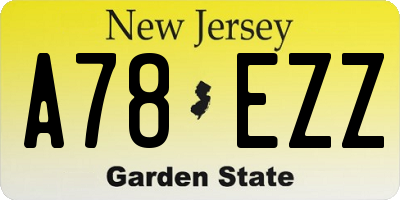 NJ license plate A78EZZ