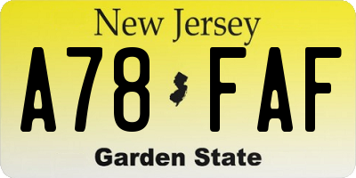 NJ license plate A78FAF